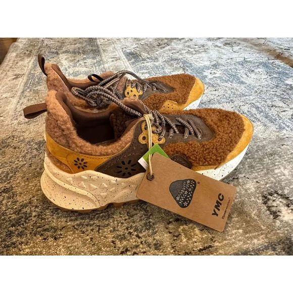New YMC X FLOWER MOUNTAIN - Kotetsu Suede/Eco Shearling - Zucca Brown Size 7 - Picture 4 of 9